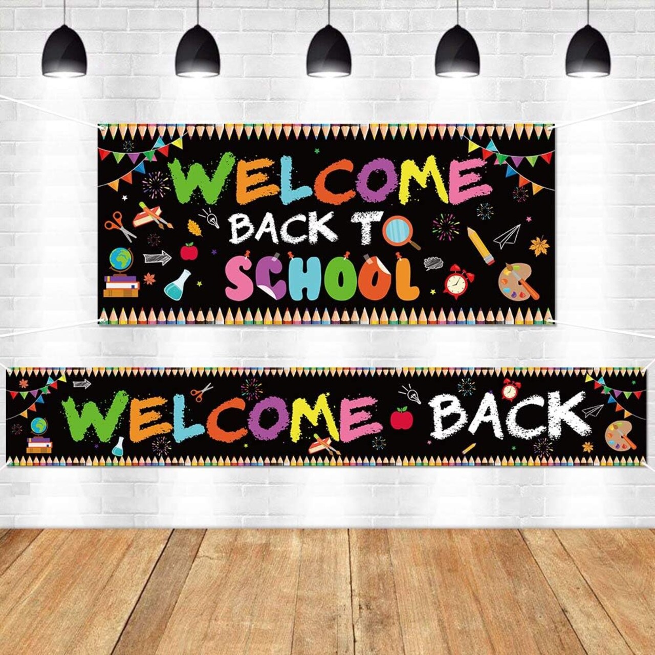 2pcs Welcome Back to School Backdrop Banner School Party Decorations